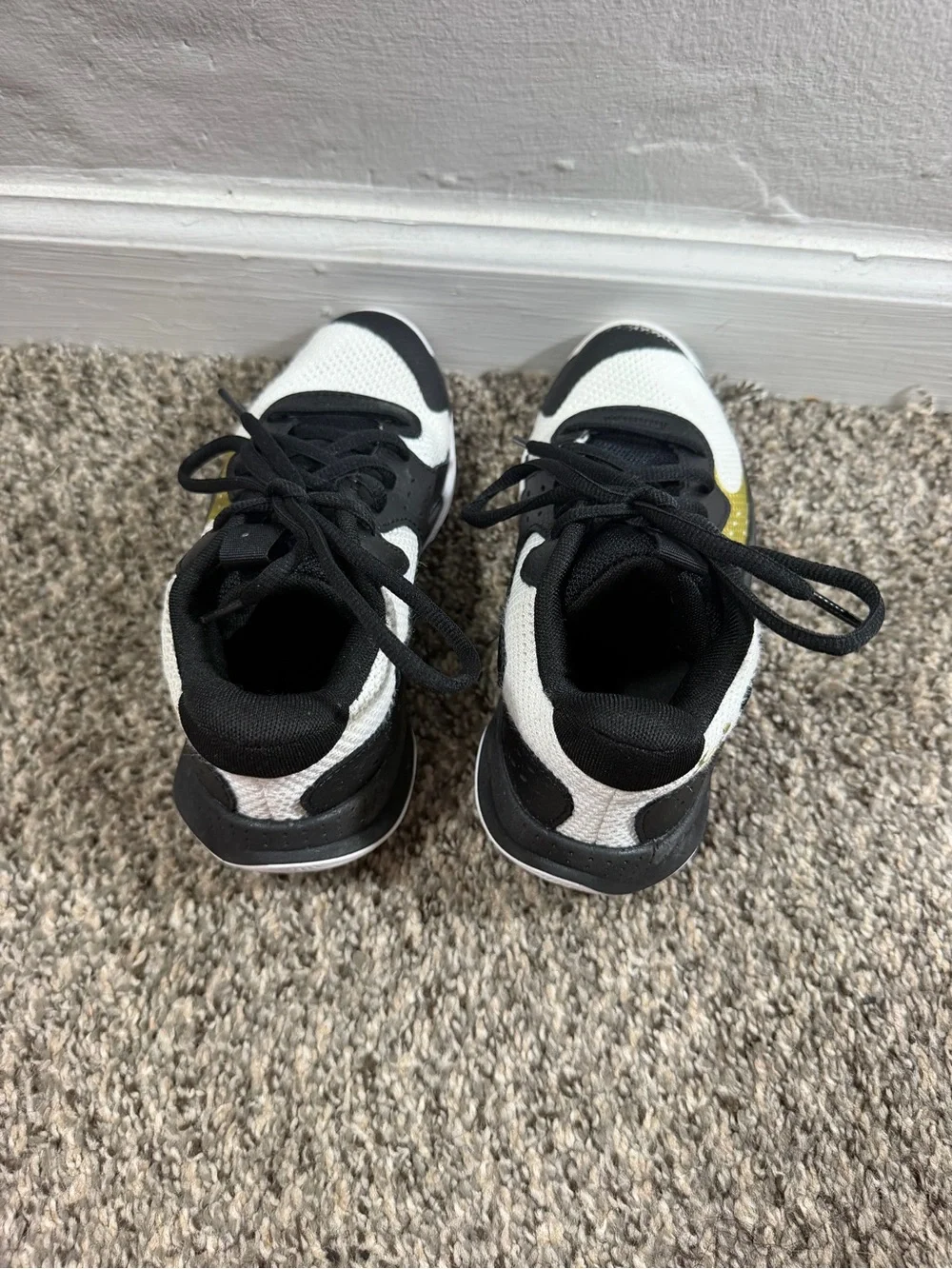 Under Armour Kids Black, White & Yellow Athletic Sneakers